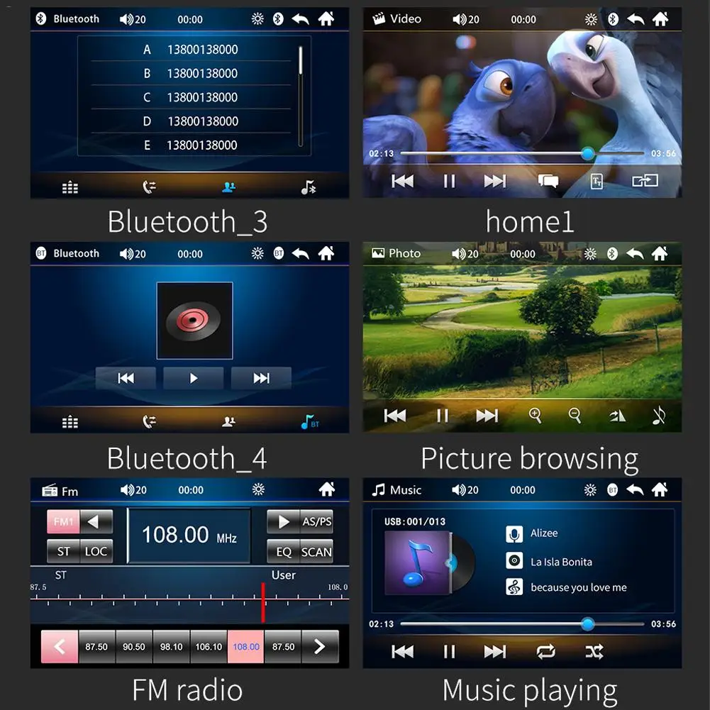 7 дюймов Bluetooth стерео радио плеер с сенсорным экраном 2 Din HD Mp5 плеер поддерживает IOS/Android телефон зеркало соединение