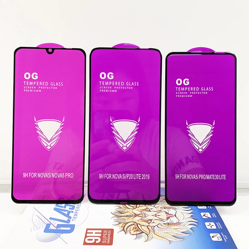 9H протектор экрана из закаленного стекла для huawei nova 5 i pro 5i 5z 4e 4 полностью шелковая