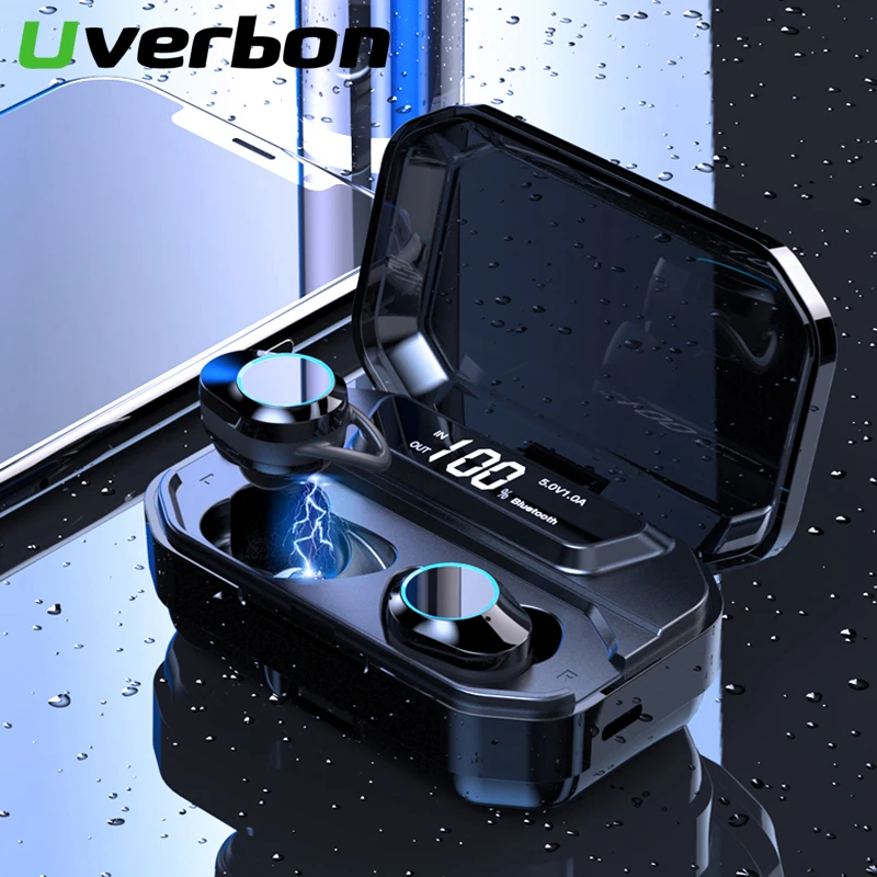 

G02 TWS Bluetooth V5.0 9D Stereo Earphone Wireless Earphones IPX7 Waterproof Earphones 3300mAh LED Smart Power Bank Phone Holder
