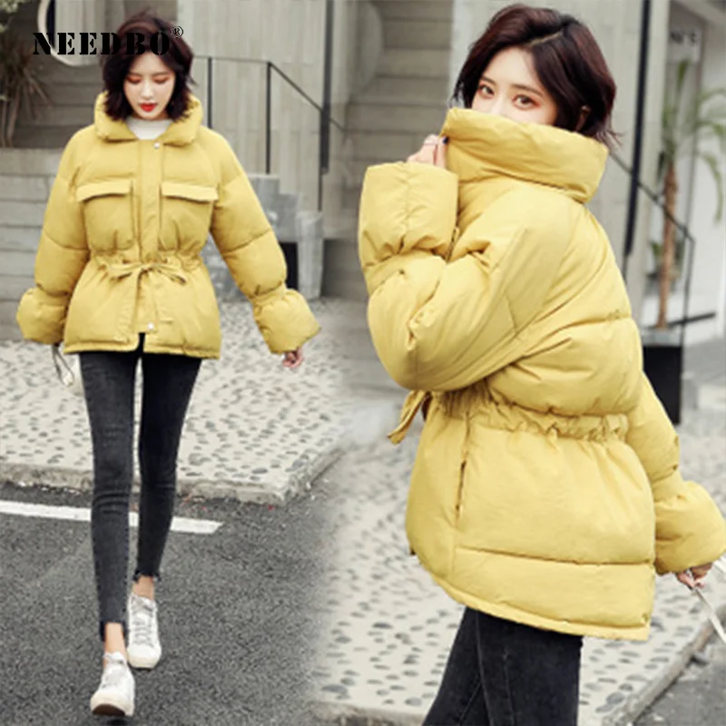 NEEDBO пуховое пальто, зима, большой размер, корейский стиль, стоячий воротник, женские пуховики, ультра светильник, зимняя куртка, пальто, пуховик, парка
