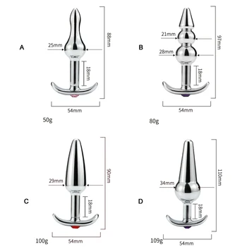 4 Style Metal Anal Plug Outdoor Wear Butt Plug Sex Toys with Crystal Jewelry Insert Anal All Day Suitable for Women Men Bdsm Gay 3