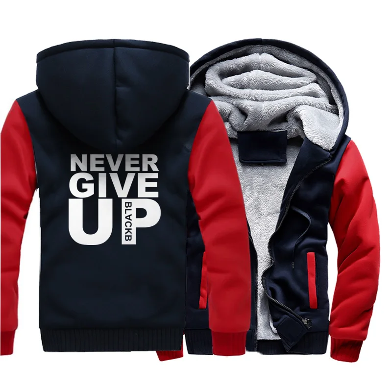 NEVER GIVE UP Мужские толстовки с буквенным принтом горячая Распродажа зимняя мужская спортивная одежда уличная куртка спортивный костюм в стиле хип-хоп Мужская верхняя одежда
