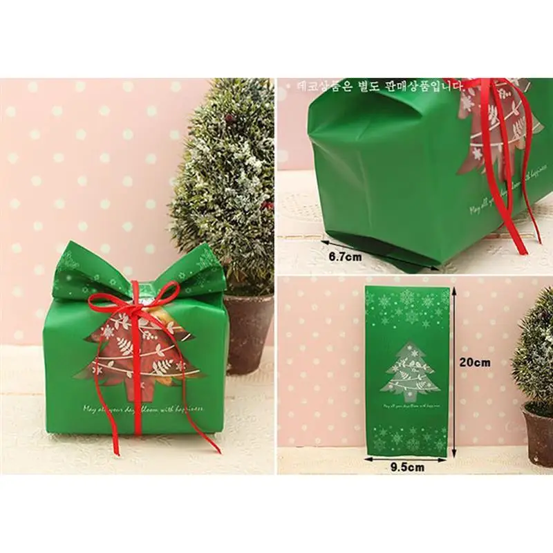 100 шт рождественские подарочные сумки Рождественская елка упаковочные сумки счастливый год Рождественские Сумки для конфет Navidad мешок для печенья