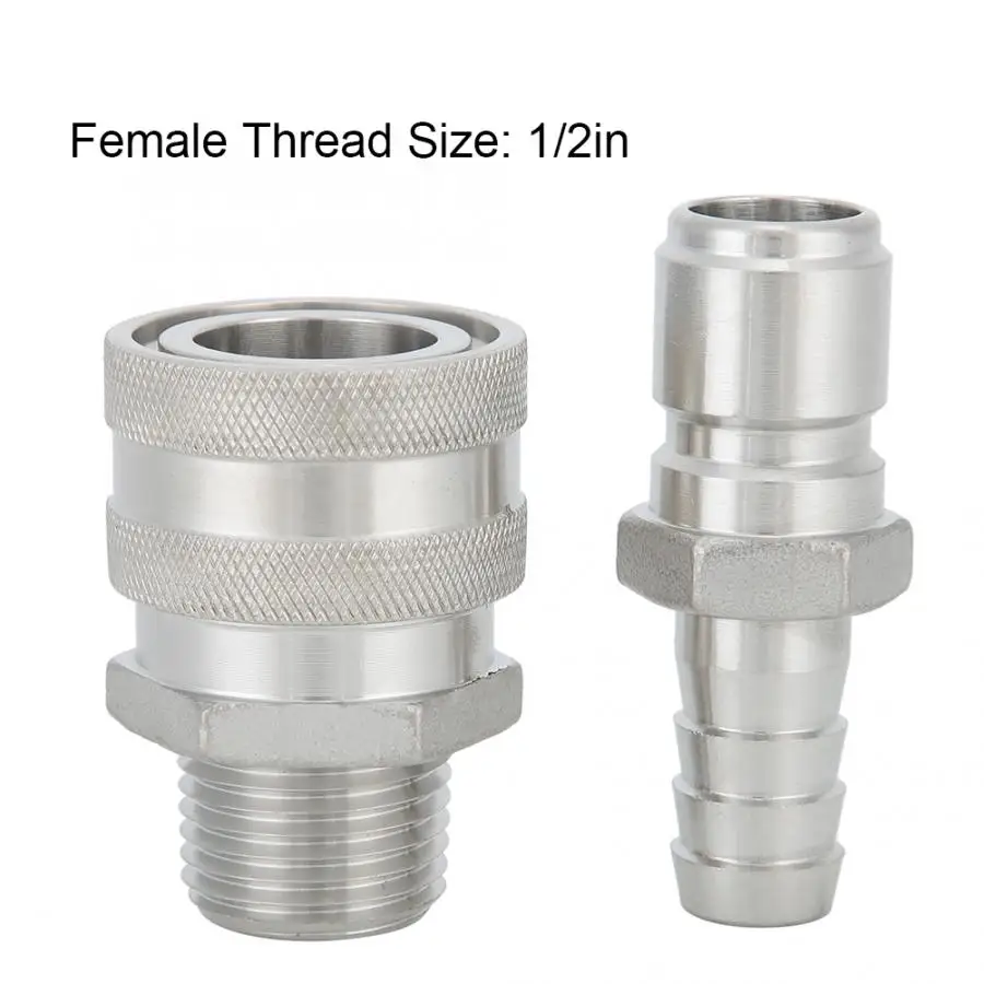 1/2in Female Thread Stainless Steel Quick Connector Adapter for Brewing Beer Quick Connector Home brew Beer Keg Dispenser