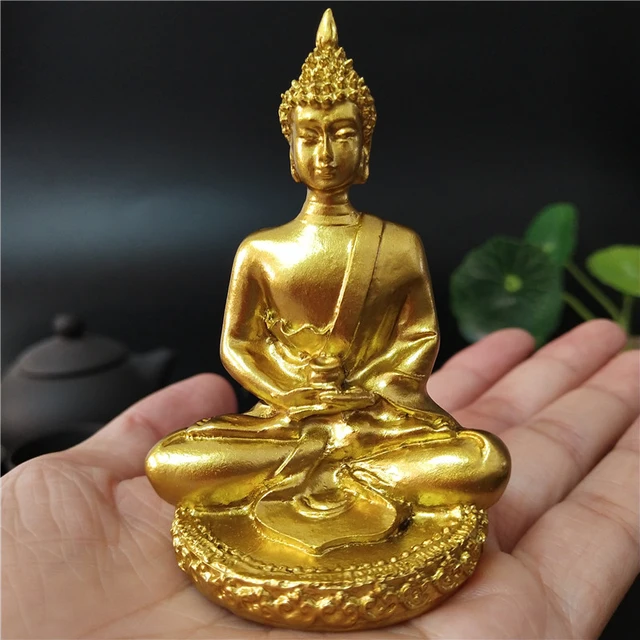 Statue de Bouddha Dorée de Thaïlande, Sculpture de Bouddha de Méditation, Figurine Hindou Fengshui, Ornements de Décoration de Jardin pour la Maison 6