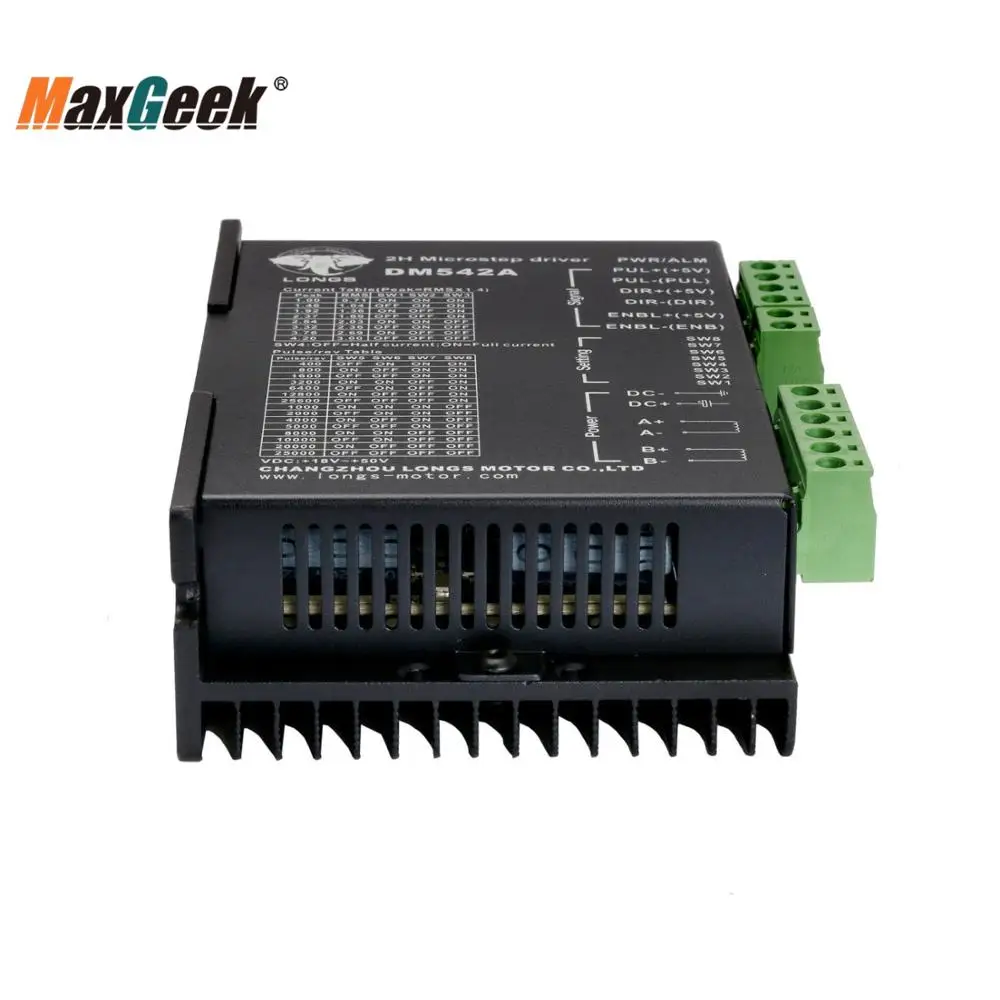 Драйвер шагового двигателя Maxgeek DM542A Nema 23 пиковый 4 2 А 18 50 В постоянного тока 128 Micstep