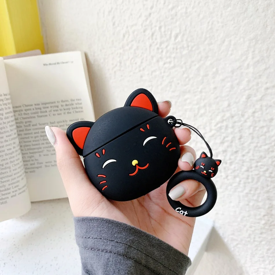 3D кожухи головных телефонов для AirPods чехол силиконовые Симпатичные кошки и собаки мультфильм для Apple Air Pods 2 Чехол для наушников чехол ремешок 1 - Цвет: 837A