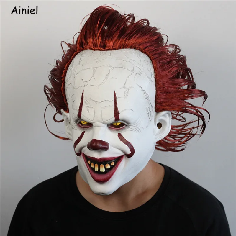 

Movie Stephen King's It Mask Clown Mask Chapter Two Pennywise Clown Cosplay Resin Mask Props Latex Full Face Mask and Hair Adult