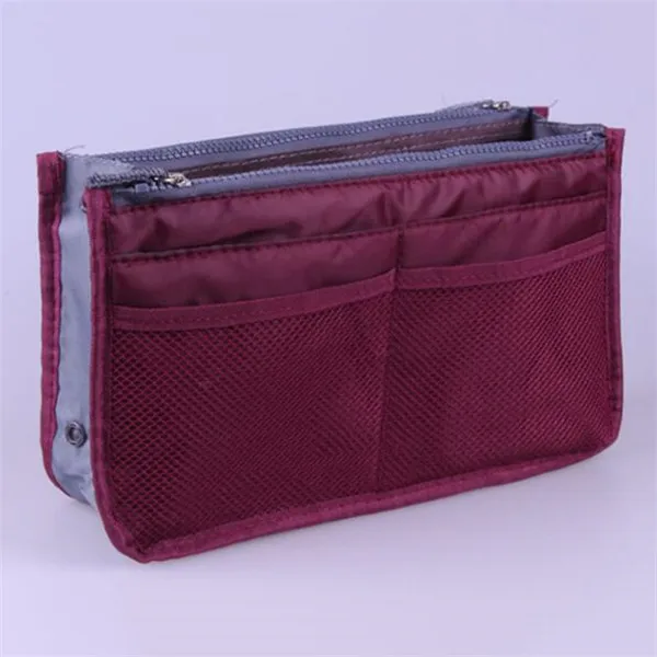 Nylon Cosmetic Bags For Women Tote Insert Double Zipper Makeup Bag Toiletries Storage Bag Girl Outdoors Travel Make Up Organizer Wine red