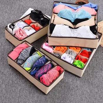

1/3/4Pc/Set Multi Size Underwear Bra Storage Box Bags Organizer Drawer Closet Organizers Boxes Underwear Scarfs Socks Bra