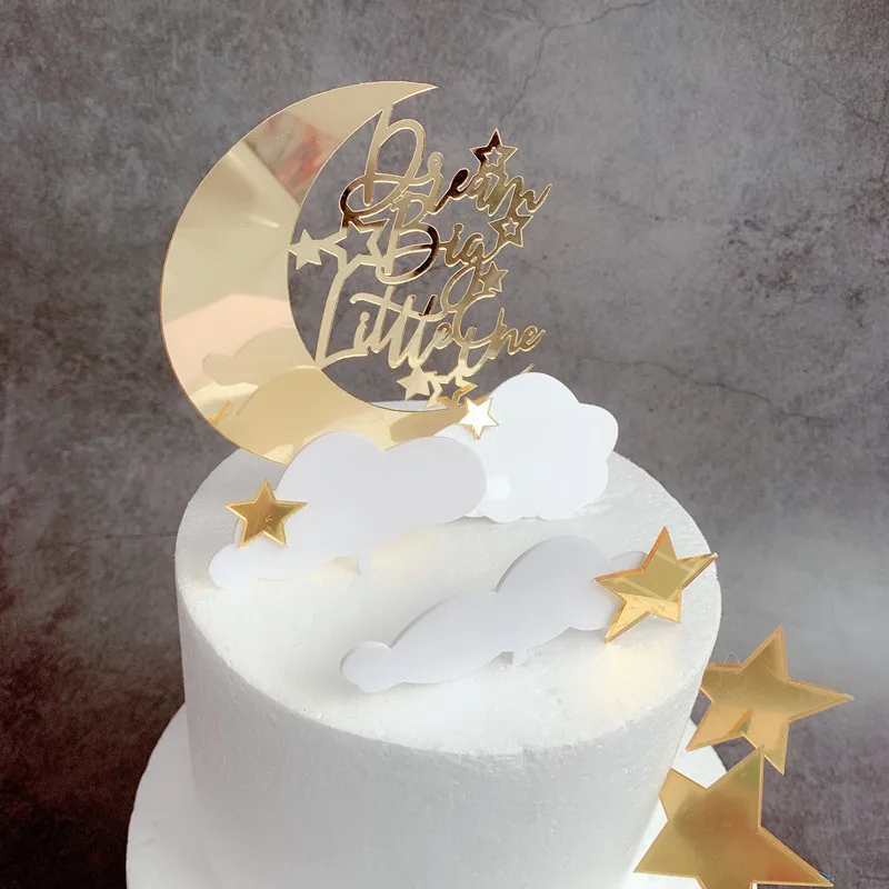 Dream Big Little One Moon Cloud Star акриловый Топпер для торта «С Днем Рождения» детские украшения торта вечерние принадлежности Детские сувениры