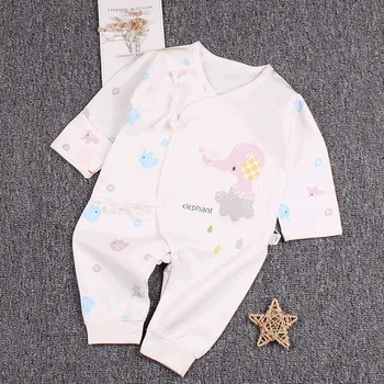 

baby clothes One-Piece Tie Closure Snap Buttons Kimono Tees 100% Cotton Long-Sleeves Jumpsuits 0-3 Months