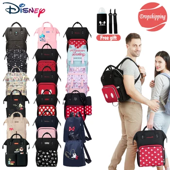 

Disney Mummy diaper bags Milk Bottle Insulation Nappy backpack for baby born Waterproof with USB heater & 2 stroller hooks DPJ05