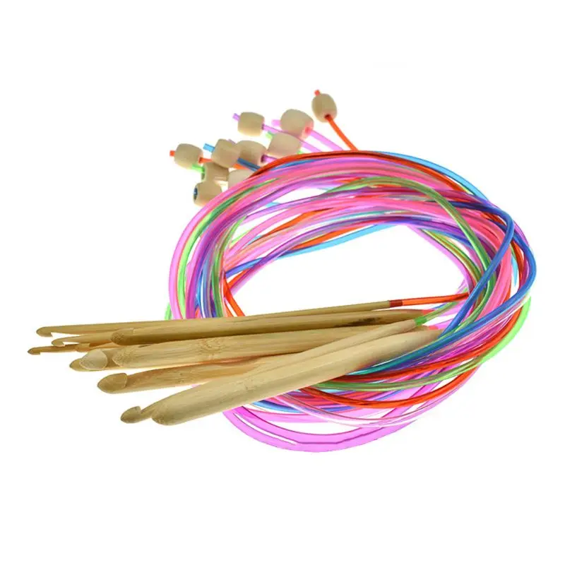 12pcs/set Natural Bamboo Flexible Crochet Hooks Needles Carpet Wool Knitting Tool DIY Handcraft Yarn Weave Craft 72XF