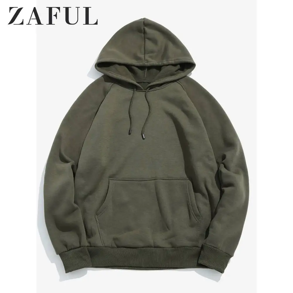  ZAFUL Basic Solid Pouch Pocket Fleece Hoodie 2019 New Autumn Winter Warm Tops Full Sleeves Casual P