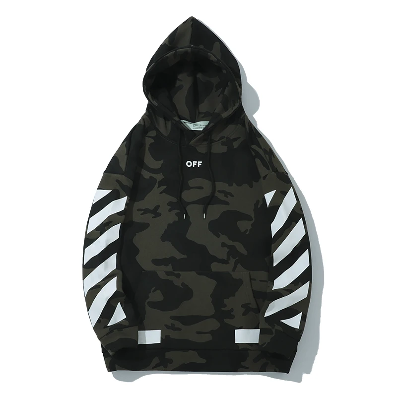 Камуфляжная косая полоска 19ss Off-White OW Мужская/Женская осенне-зимняя Модная хлопковая Повседневная Толстовка с капюшоном Свободная куртка с капюшоном