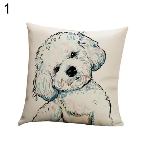 1 45cm x 45cm Fashion Cartoon Pet Dog Waist Throw Cushion Cover Linen Pillow Case Home Sofa Decor Pillow Covers - Цвет: 1
