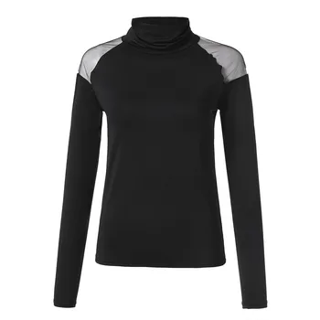 

Women's Mesh Turtleneck Tops Solid Color Casual