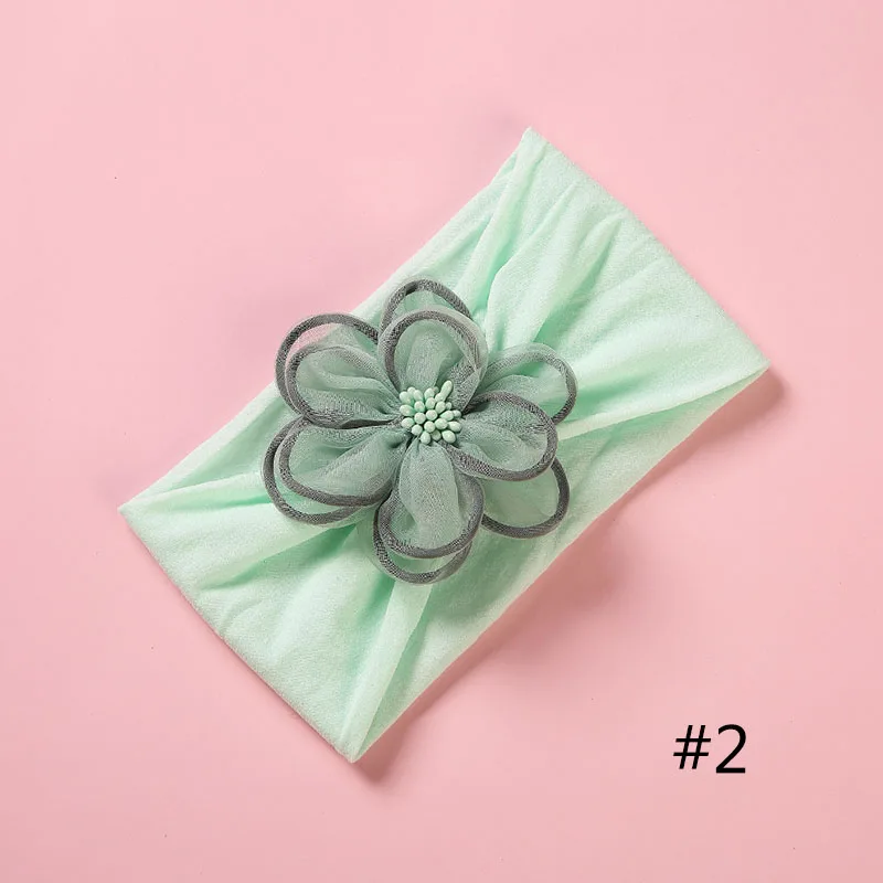No.2 1 шт., повязка на голову для малышей, нейлон, аксессуары для волос и головных уборов, черный край, Цветочная детская лента для волос, лента для волос - Цвет: No.2