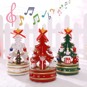 

Christmas wood box musical box Creative whirligig gift present princess love girl Music box wholesale FG1163