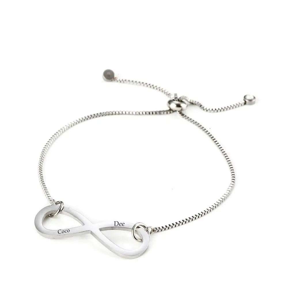 

Customized Infinity Bracelet For Women Engraved Lover Names Bracelet Infinity Number 8 Chain Bracelets bileklik