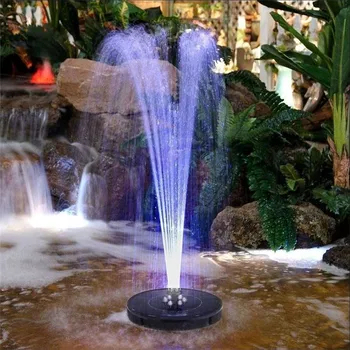 

Thrisdar Upgraded Solar Water Fountain Pump With 6LED Light Round Floating Solar fountain pump Bird Bath Fountain Light