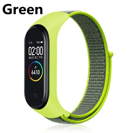 Green Сменный Браслет для Xiaomi mi 3 4 ремешок цветной спортивный нейлоновый браслет для mi Band 4 Global NFC аксессуары для мужчин и женщин - Цвет: Green