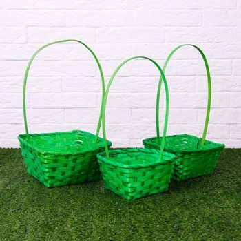 

A set of wicker baskets, bamboo, 3 pcs., Green, medium