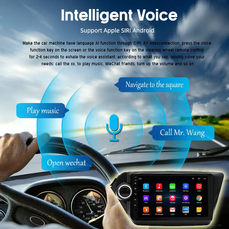 자동차 라디오 9 인치 2din 안드로이드 10 와이파이 1G + 16G 터치 스크린 듀얼 USB 4G 네비게이션 GPS 블루투스 기아 오래된 K2 2011-2015 에 적합
