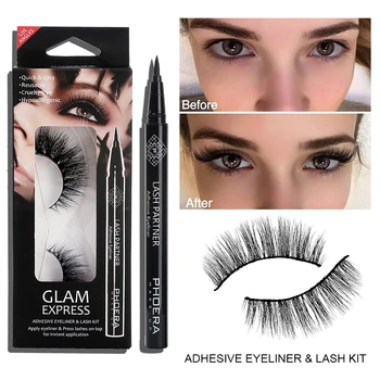 

Imitation Mink Hair Eyelashes Eyeliner Pen Set Self-adhesive Waterproof False Eyelashes Semi Matte Smooth Eyeliner Pen Paste