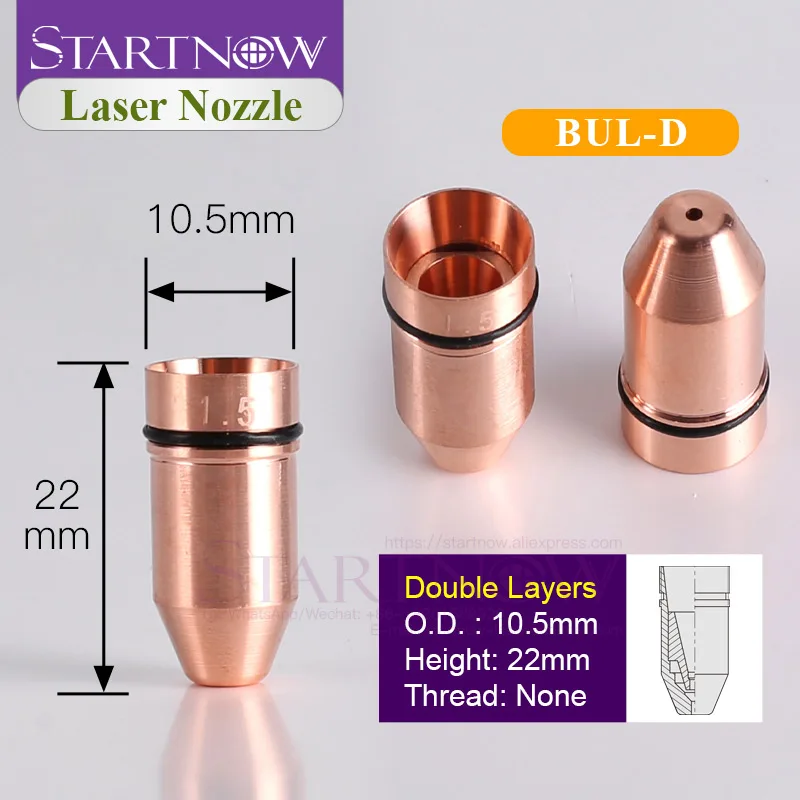 Startnow Bullet Laser Nozzles For Lasermech Fiber Cutting Machine Head Jet With Raytools Lid Base Double Caliber 0.8 1.8 3.5 4.0|cutting