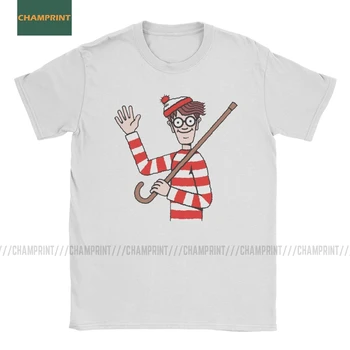 

Where's Wally Waldo The Fantastic Journe T Shirt Men Cotton Fun T-Shirts Parody 90s Comic Stripes Wanted Tee Shirt Short Sleeve