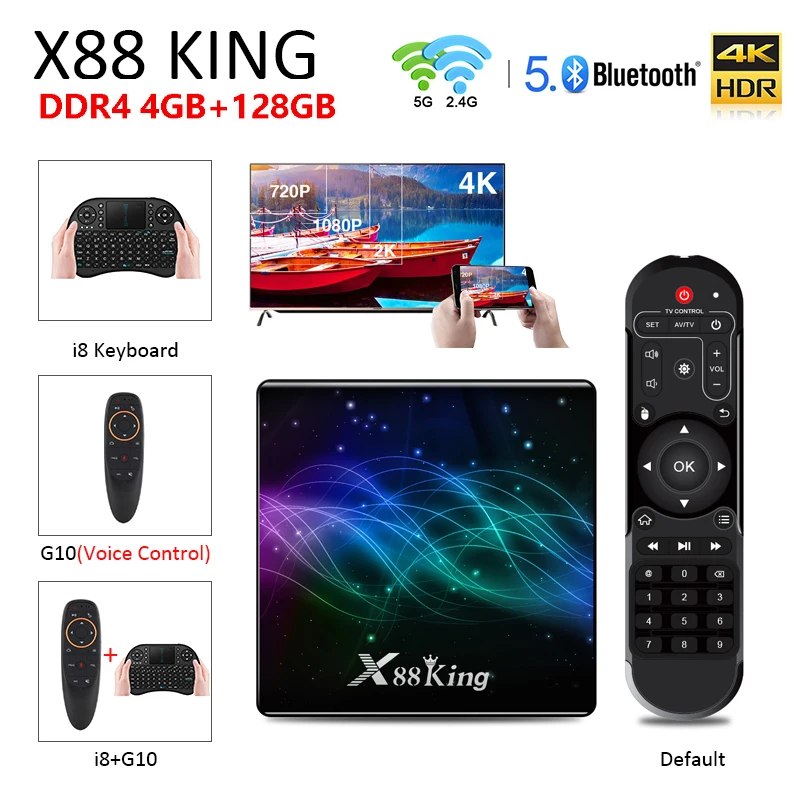 X88 King Android 9,0 ТВ приставка S922X шестиядерный Mali-G52 MP6 LPDDR4 4 Гб 128 ГБ телеприставка двойной Wifi Bluetooth 5,0 1000M LAN плеер