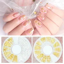 Поперечная граница для нового стиля круглые тарелки дрель роспись ногтей смешанный металл цвета в японском стиле в штучной упаковке заклепки DIY маникюр маленький АКК