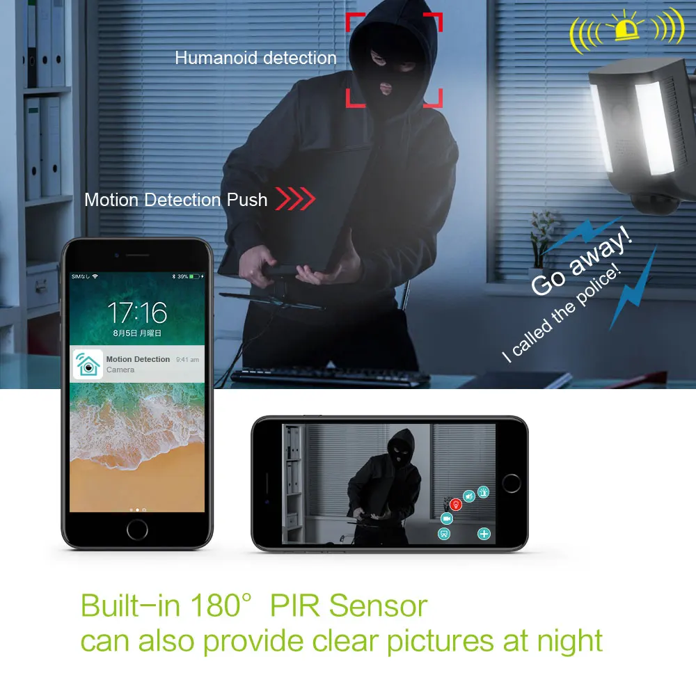 FREECAM Full HD 1080P Открытый Wi Fi прожектор камера безопасности PIR датчик движения