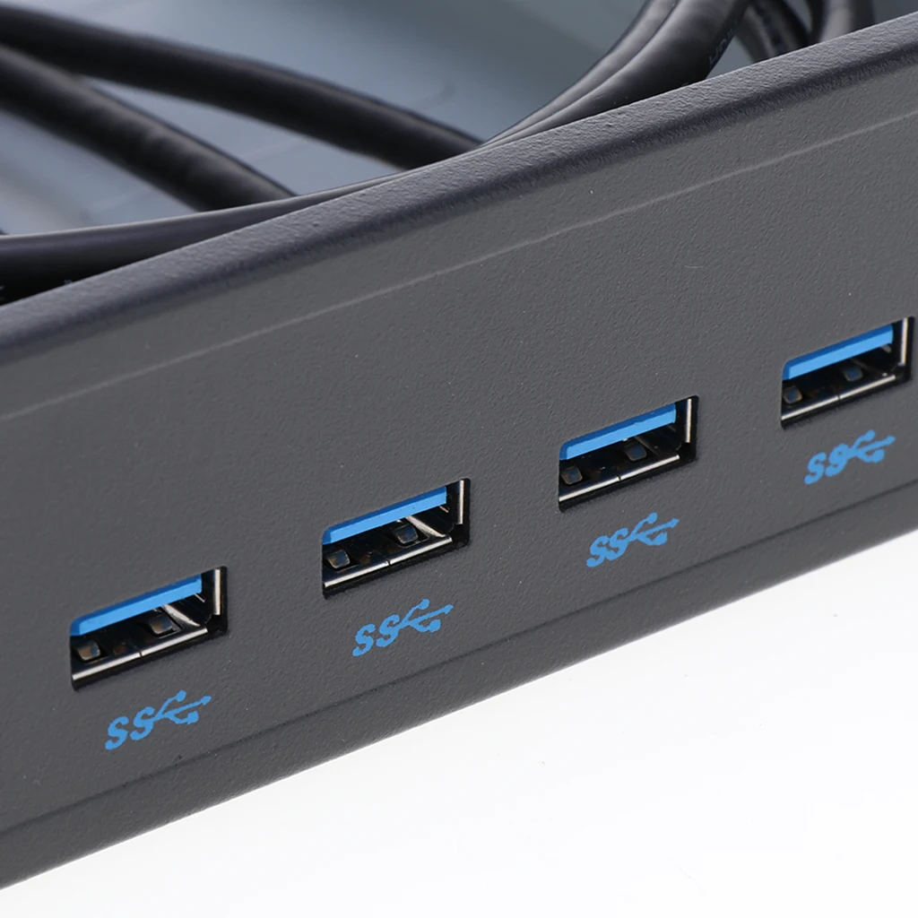 Optical Drive Bay 4 Ports USB 3.0 Hub Adapter with 20 Pin USB Header Cable, for Desktop PC Computer Accessory Kit, Metal