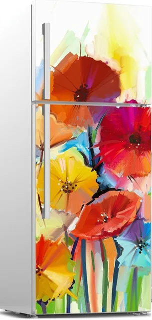 3D креативные наклейки на дверь цветок Бамбук посудомоечная машина на холодильник домашний декор наклейка плакат водонепроницаемый обои печать художественная картинка паста - Цвет: Fridge  YX10196-06