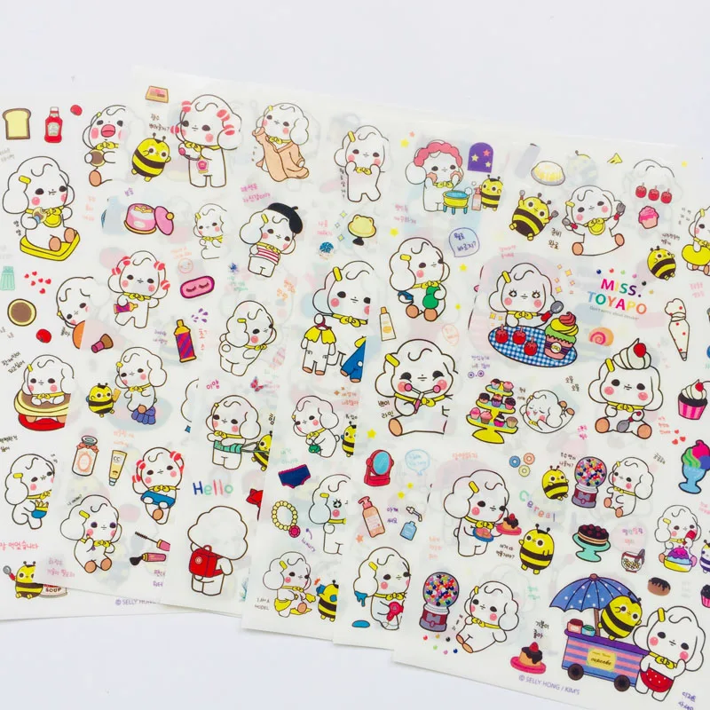 6 листов Kawaii овец девушка DIY декоративные наклейки с чашкой для ноутбука декоративные украшения