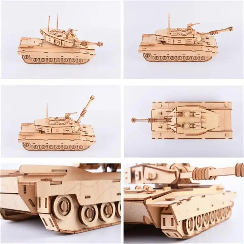 Лазерная резка DIY танки 3D деревянная модель детские игрушки-Пазлы ручной работы Обучающие игры сборные наборы рождественские подарки на день рождения