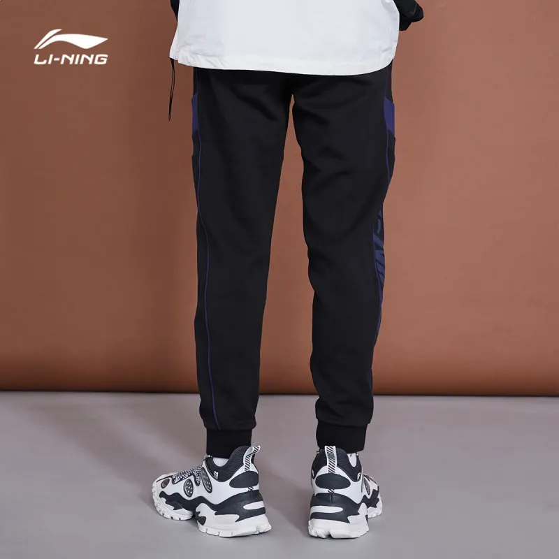 Мужские трендовые спортивные брюки Li Ning из 63% хлопка и 37% полиэстера стандартной