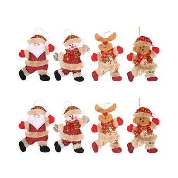 

8Pcs Merry Christmas Ornaments Christmas Gift Santa Claus Snowman Tree Toy Doll Hang Decorations for Home