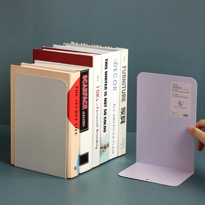 

1 Pair Morandi L Shape Metal Bookends Reading Book Support Stand Desktop Office