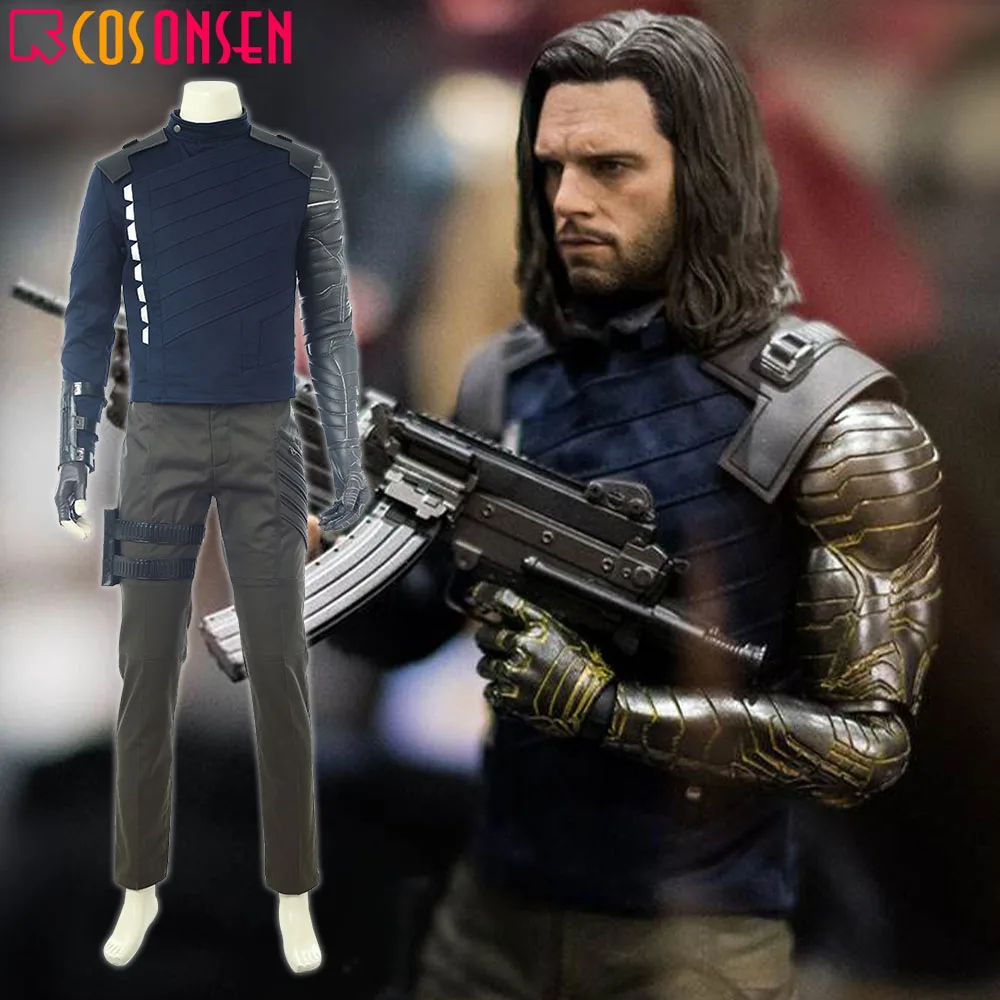 Мстители Бесконечность войны зимний солдат Косплей Bucky Barnes костюм Хэллоуин наряды супергероя Косплей ONSEN