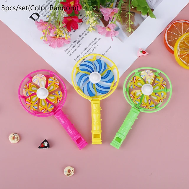 Cute Baby Kids Windmill Toy Colorful Small Windmills Toy Children Plastic Windmill Whistling Handle Toys Pinwheel Wind Spinner 2