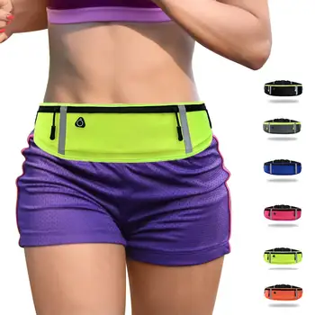 

i2u New arrivel Running Waist Belts with Headphone Hole Fits Slim Fit Jogging Belt with Three Bounce-Free Zip Pockets