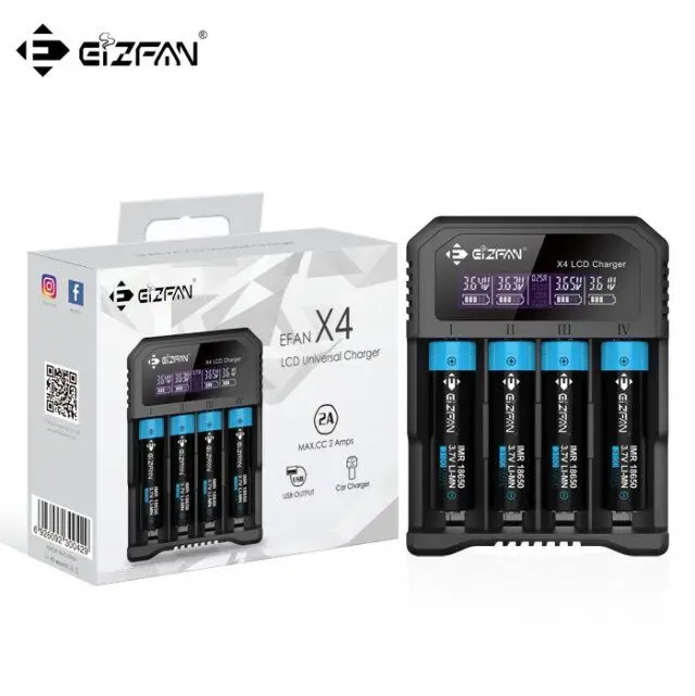 1 шт. EFAN X4 зарядное устройство для lcd дисплея обеспечивает 4(0.25A/0.5A/1A/2A) Дополнительные режимы зарядки никель-металл-гидридными и никель-кадмиевыми типами(размера AA или AAA AAAA, C