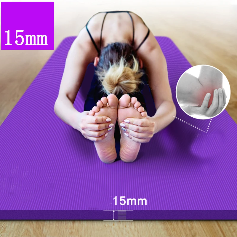 61x 185cm Yoga Mat 15mm Thick Gym Exercise Fitness Pilates Workout Mat Non Slip 