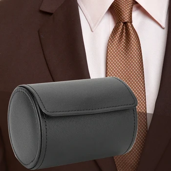 

Portable Tie Storage Box Magnetic Buckle Creative PU Leather Cylinder Watch Display Stand High-end Men's Gift Box New Arrival