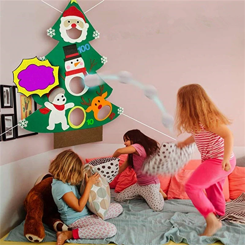 Рождественские игры с 3 снежинками DIY войлочные Рождественские елки новогодние подарки Детские игрушки настенные подвесные украшения Рождественский Декор