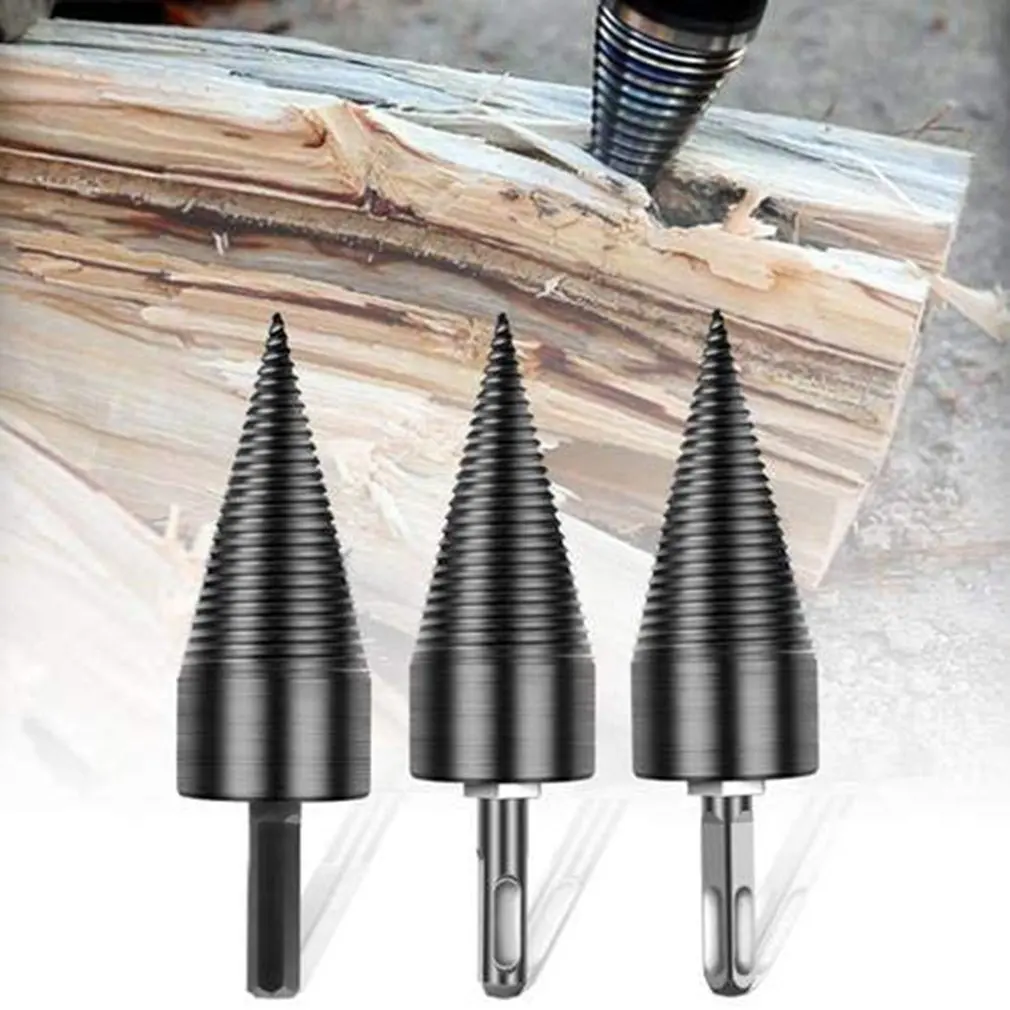 

Firewood Drill Bit Wood Splitter Screw Cone Drill Bits Hex Shank Log Breaker Reamer Woodworking Tools for Electric Drill Machine